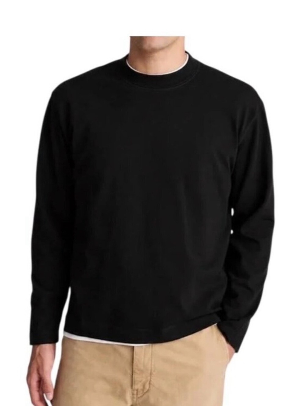 Madewell Men’s Heavyweight Long-Sleeve Mockneck Tee black NY119 Size S NWT